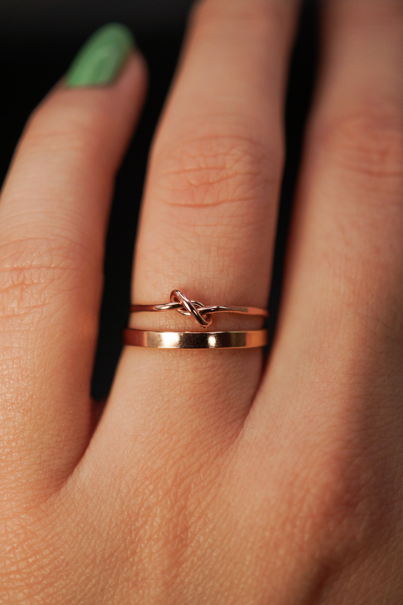 Mirror Knot Set of 2 Stacking Rings, Gold Fill, Rose Gold Fill or Sterling Silver