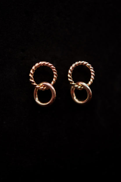 Mixed Texture Link Stud Earrings, Gold Fill, Rose Gold Fill, or Sterling Silver