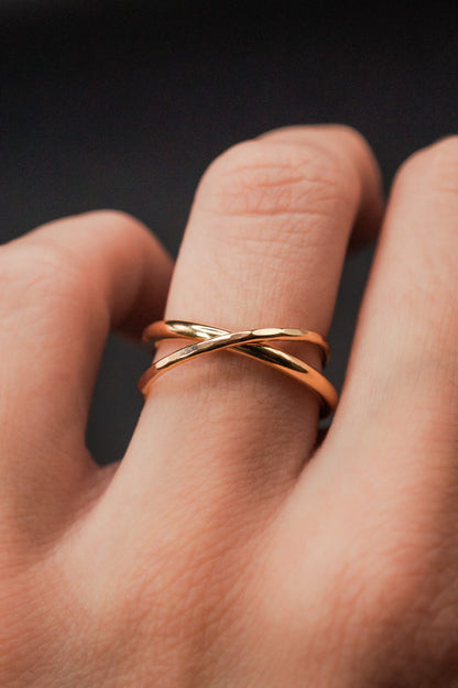 Asymmetrical Interlocking Ring, 14K Gold Fill