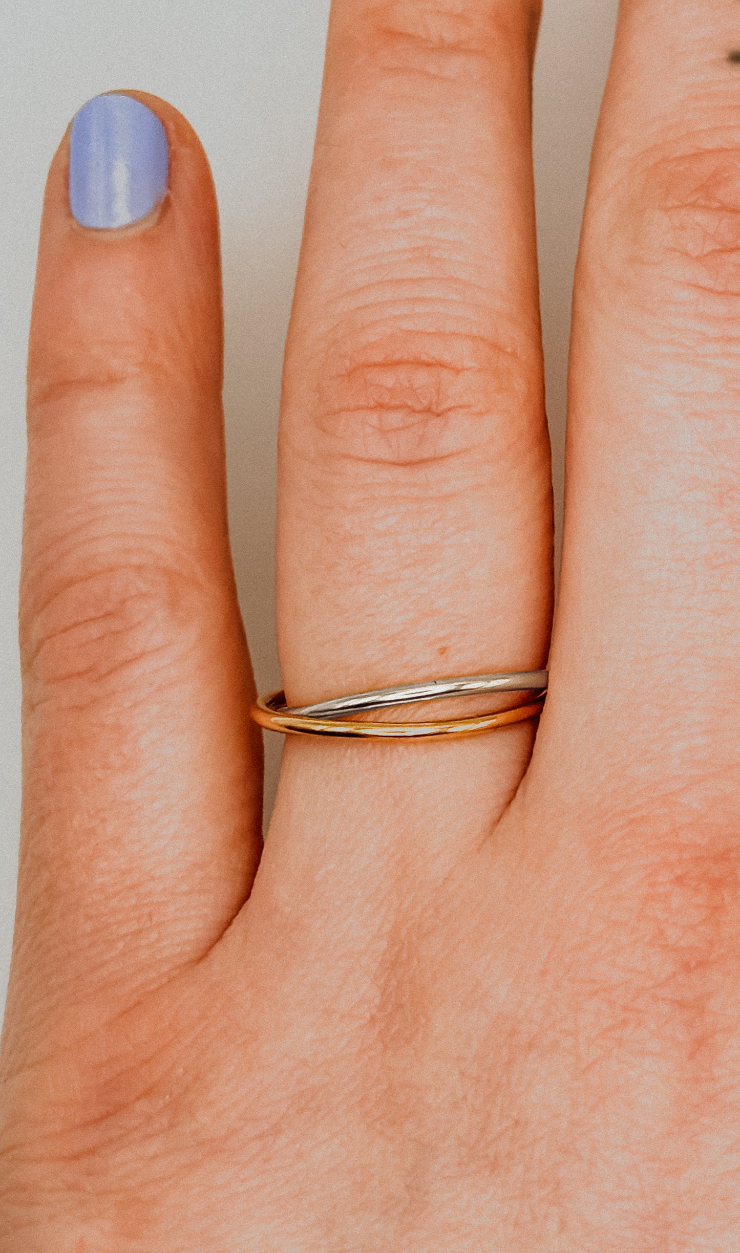Thin Interlocking Set of 2 Rings, Mixed Metals