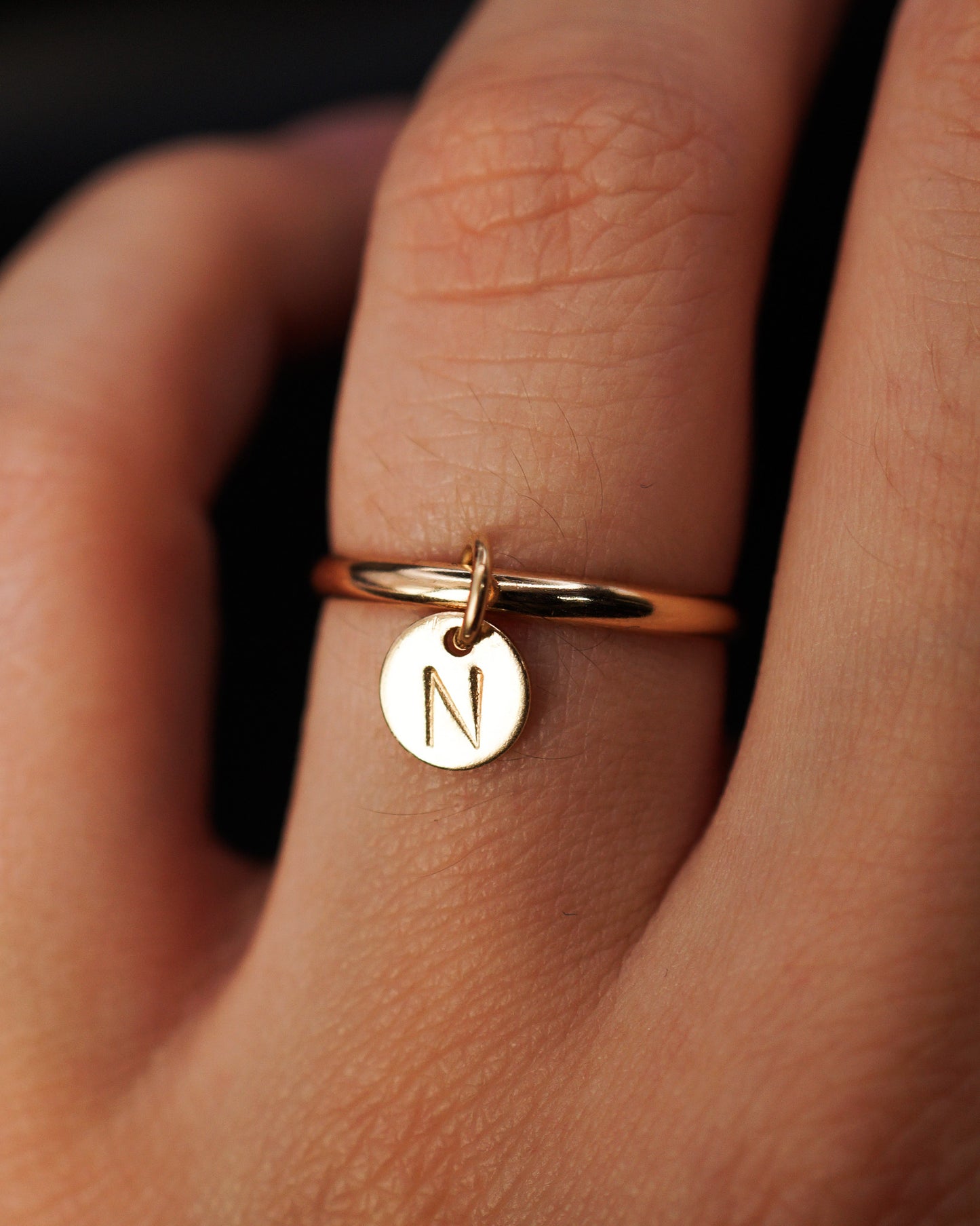 Monogram Charm Ring, 14K Gold Fill