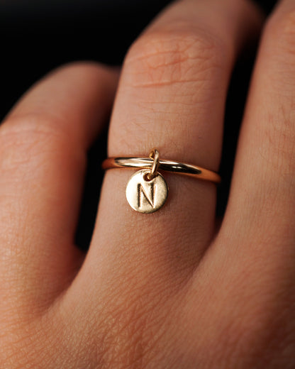 Monogram Charm Ring, 14K Gold Fill