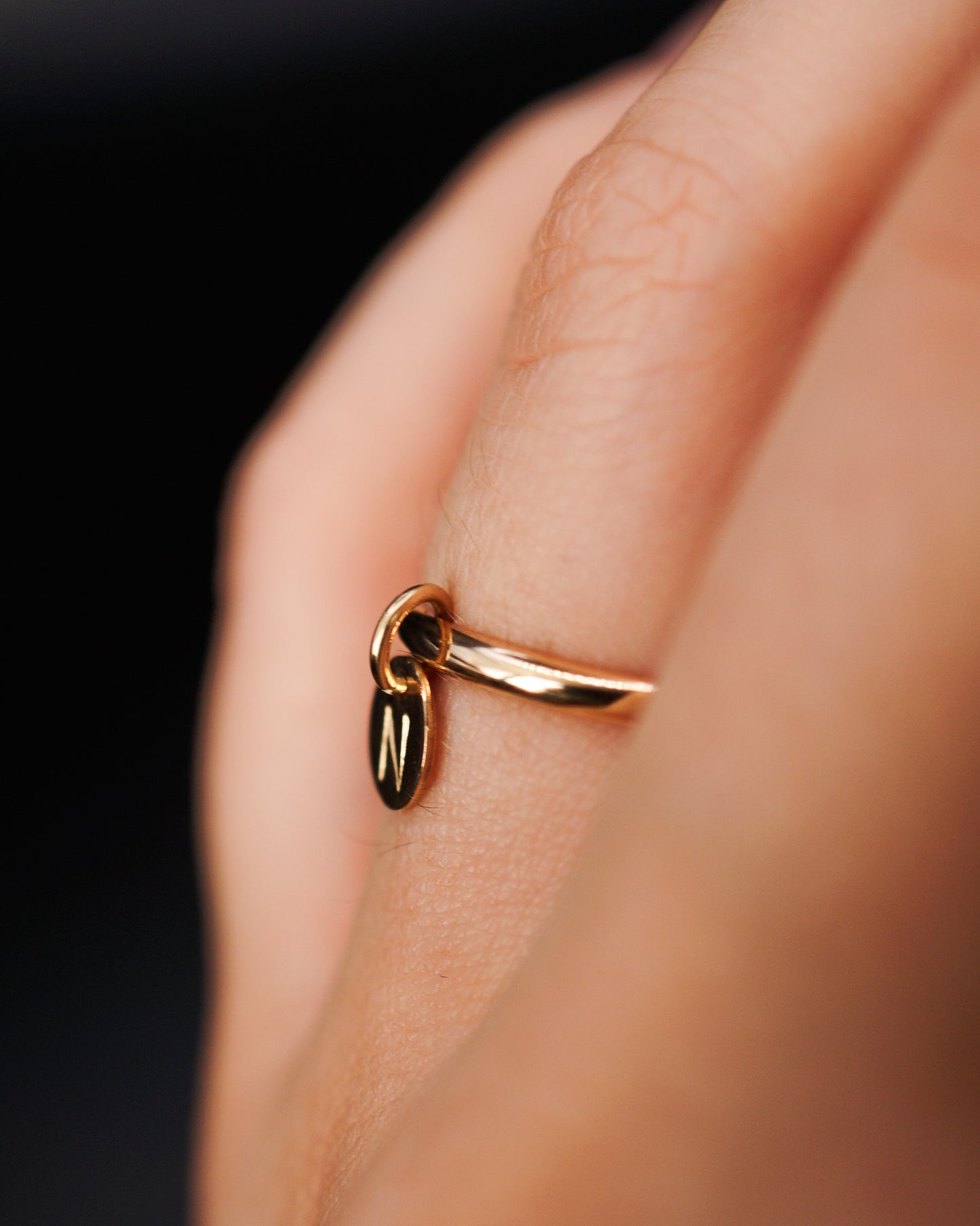 Monogram Charm Ring, 14K Gold Fill