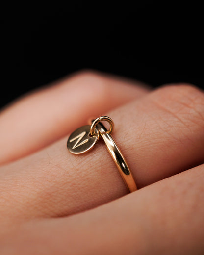 Monogram Charm Ring, 14K Gold Fill