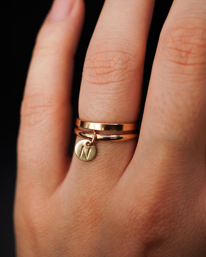 Monogram Charm Ring, 14K Gold Fill