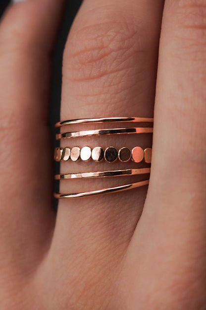 The Classic Bead Set of 5 Stacking Rings, Gold Fill, Rose Gold Fill or Sterling Silver