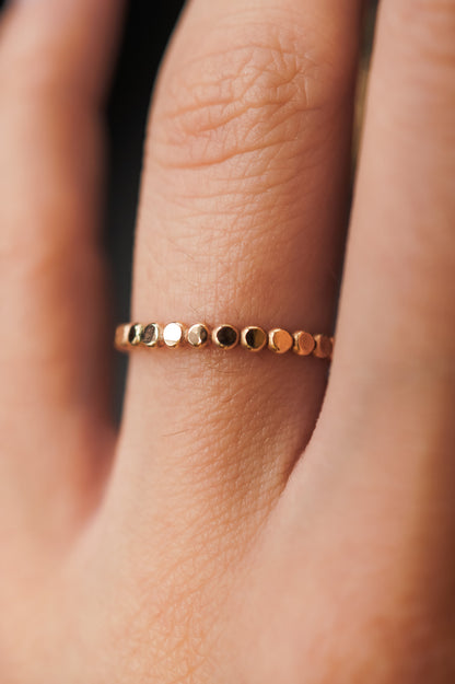 Mini Bead Square Lined Set of 3 Stacking Rings, Gold Fill or Rose Gold Fill