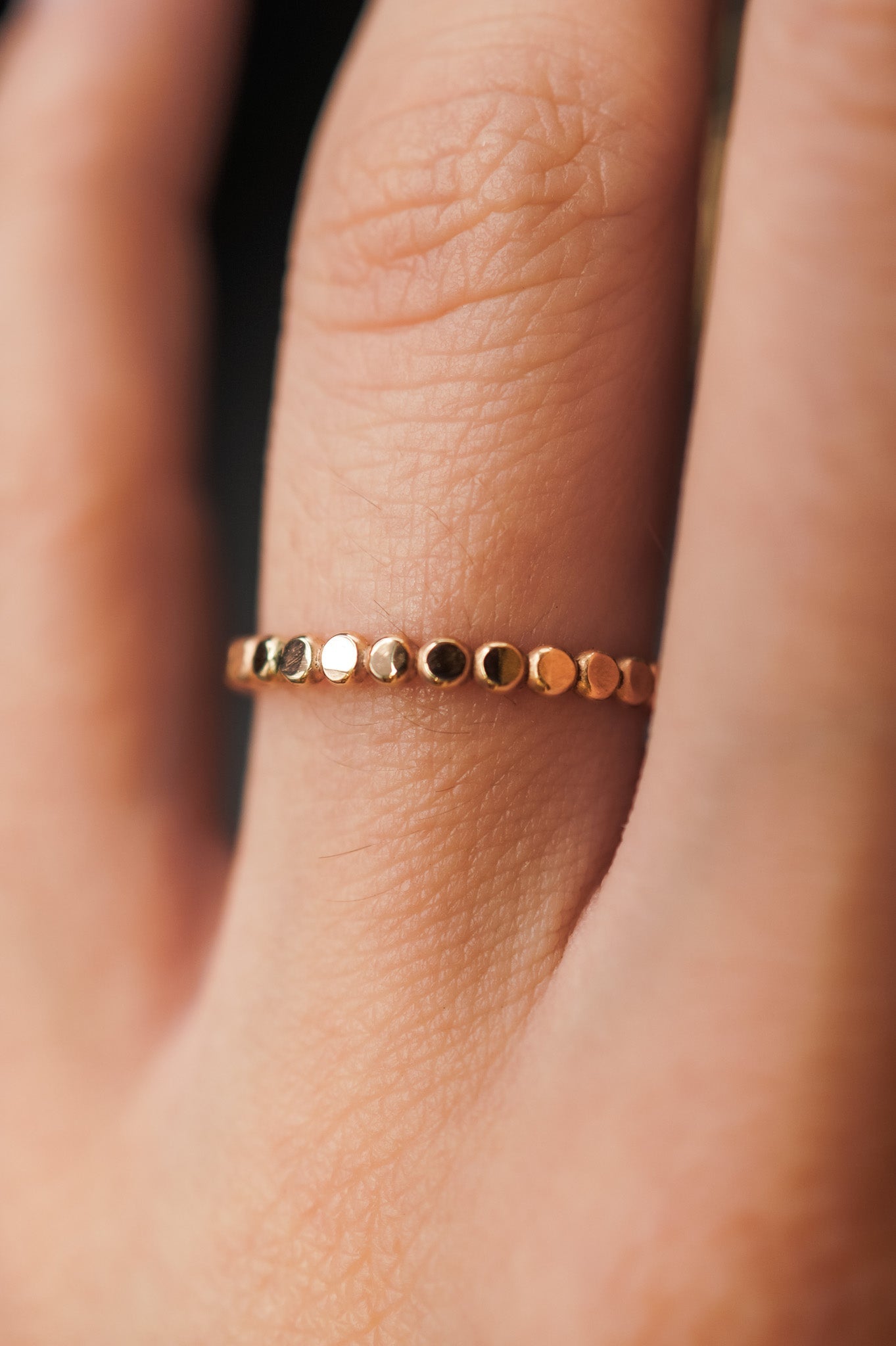 Western Mini Bead Textured Set of 3 Stacking Rings, Gold Fill, Rose Gold Fill or Sterling Silver
