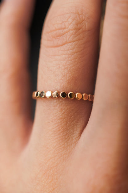 Mini Bead Half Lined Set of 3 Stacking Rings, Gold Fill or Rose Gold Fill