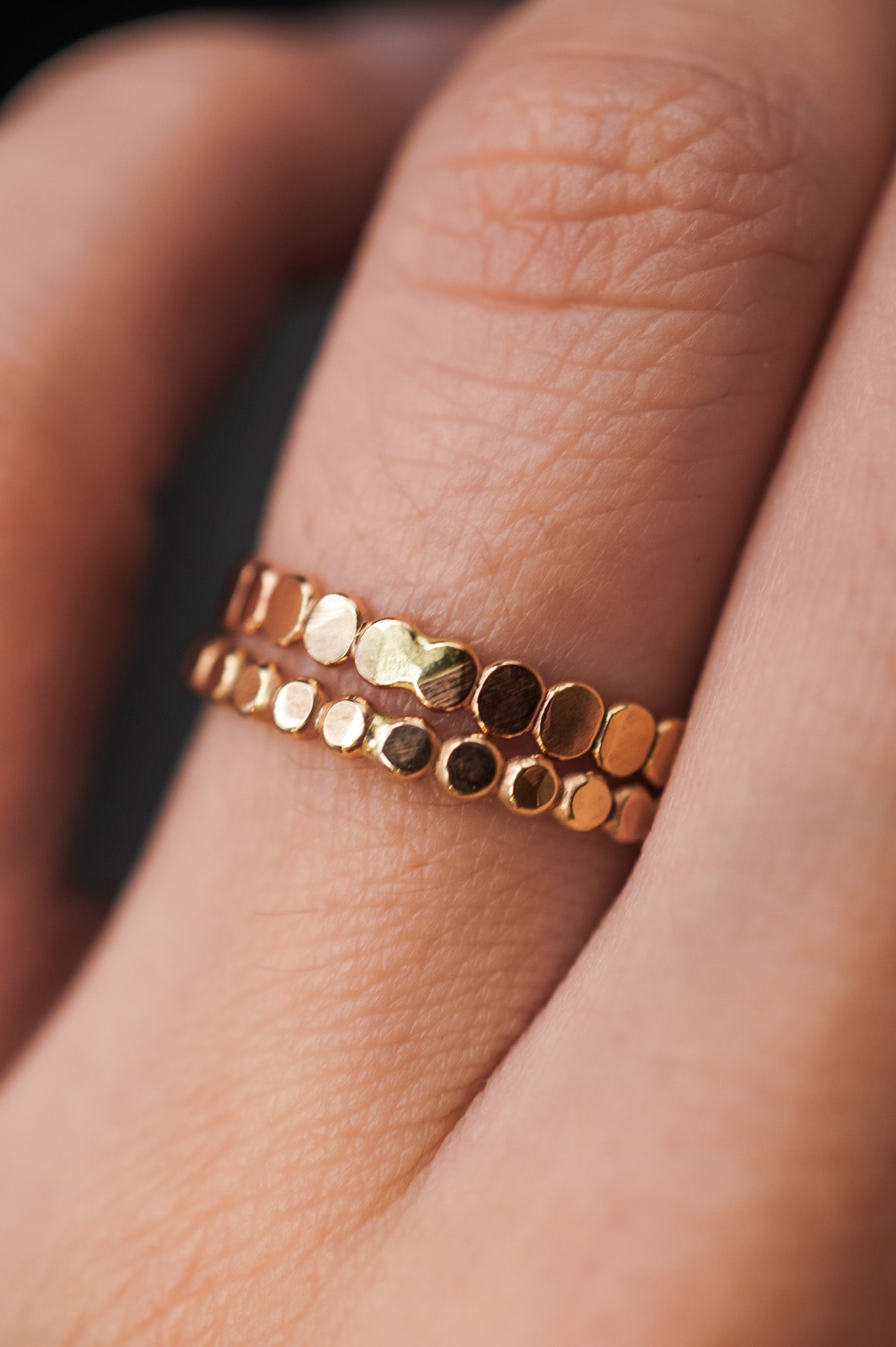 Mini Bead Ring, Solid 14K Gold