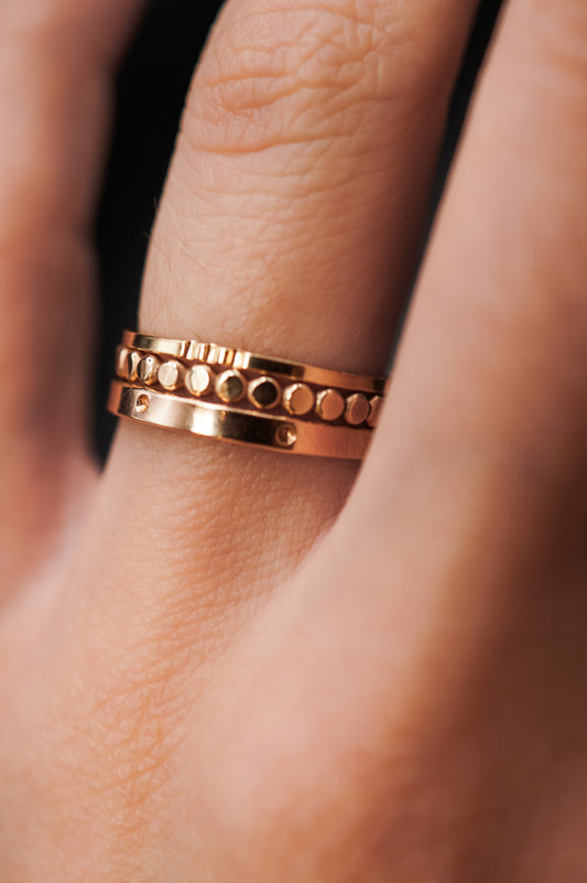 Dot & Mini Bead Mixed Textured Set of 3 Stacking Rings, Gold Fill, Rose Gold Fill or Sterling Silver