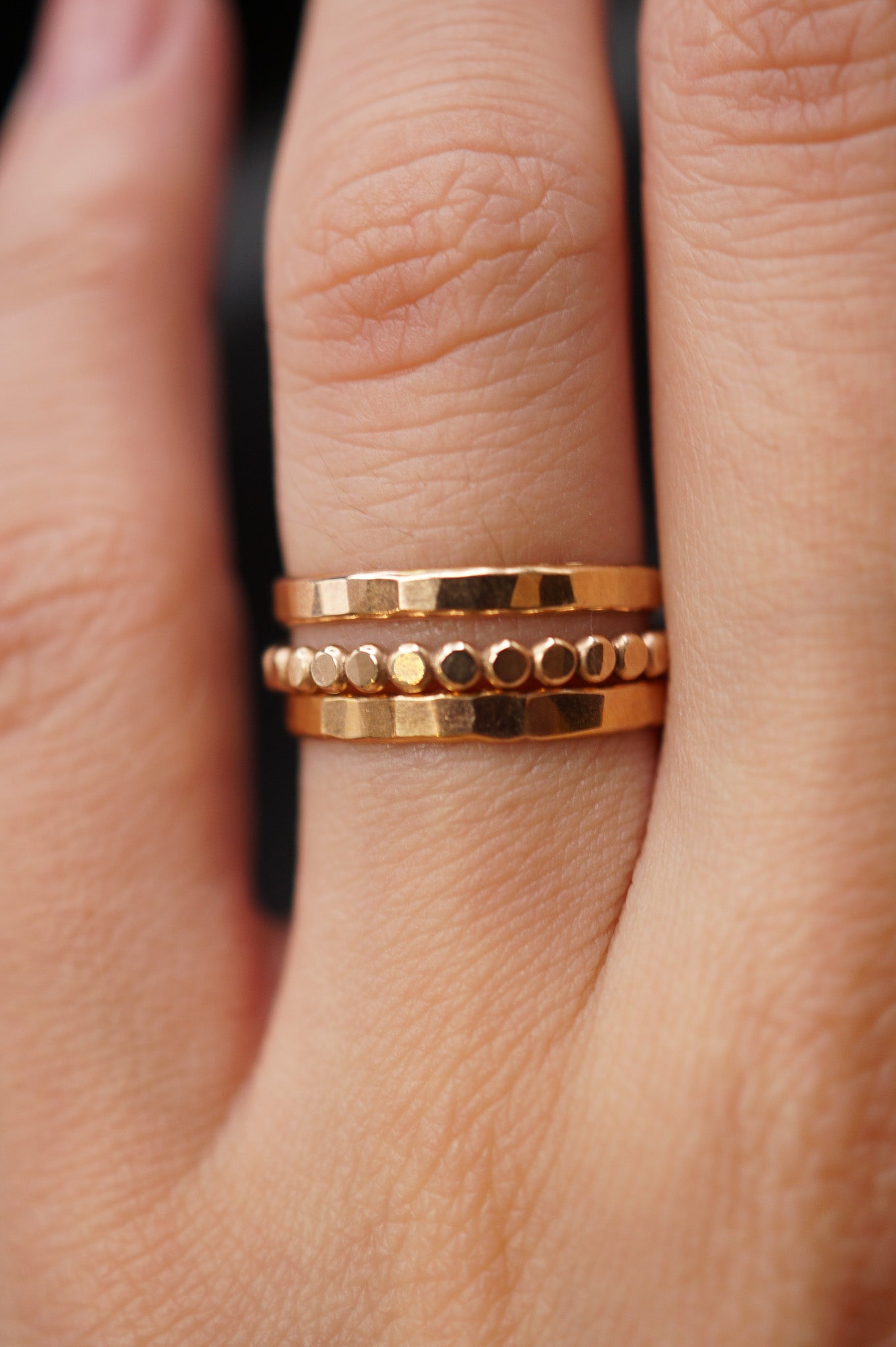 The Everyday Mini Bead Set of 3 Stacking Rings, Gold Fill or Rose Gold Fill