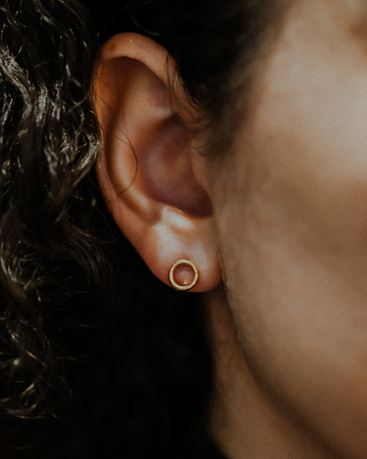 Open Circle Stud Earrings in Solid Gold or Rose Gold