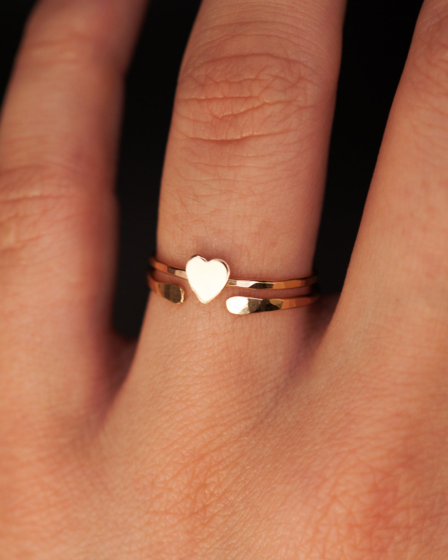 Open Stacker Ring, Solid 14K Gold