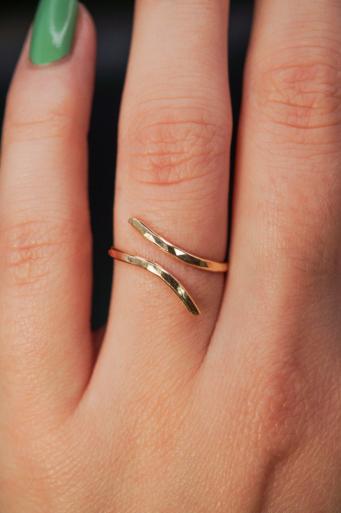 Open Curve Ring, Solid 14K Gold