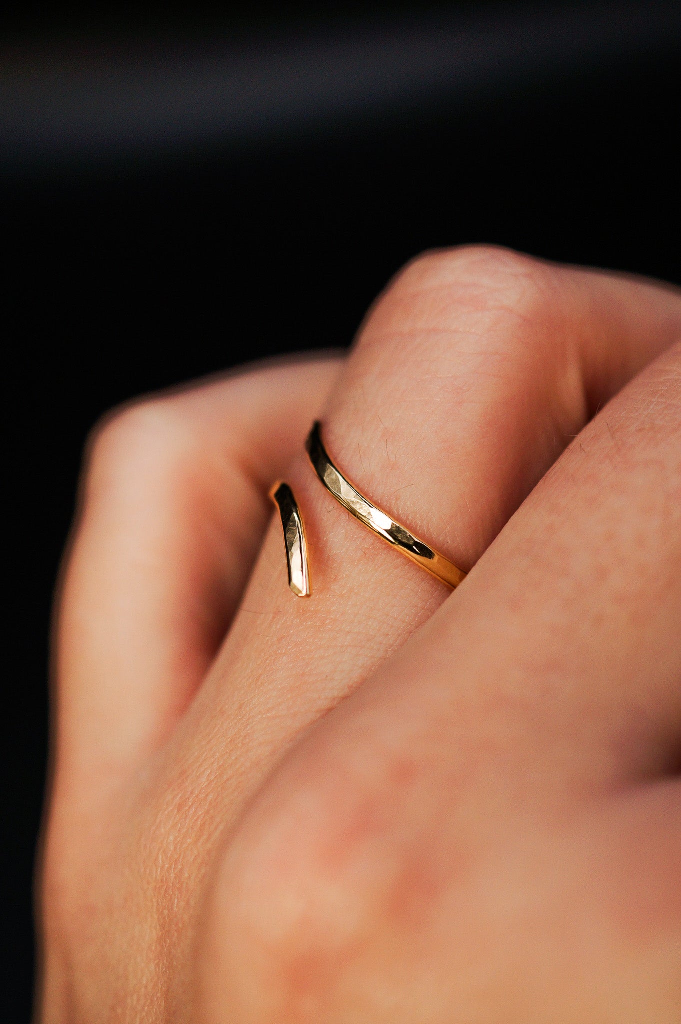 Open Curve Ring, Solid 14K Gold