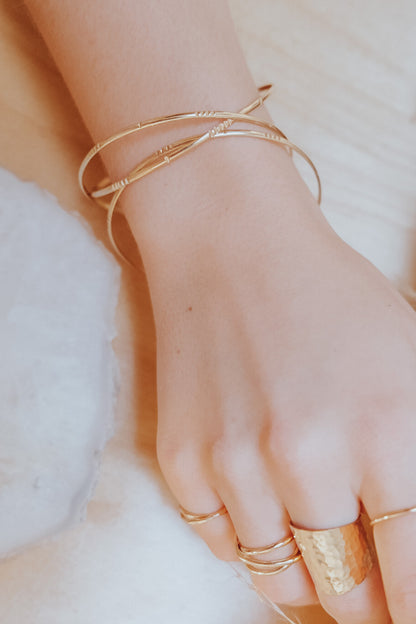 Lined Bangle Bracelet, Gold Fill, Rose Gold Fill, or Sterling Silver