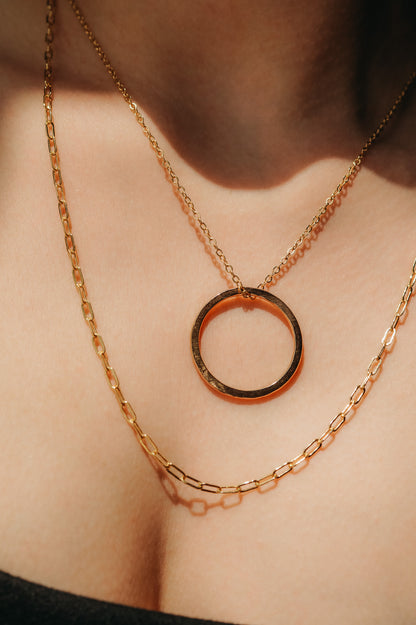 Long Rectangle + Circle Layering Set in Gold Fill