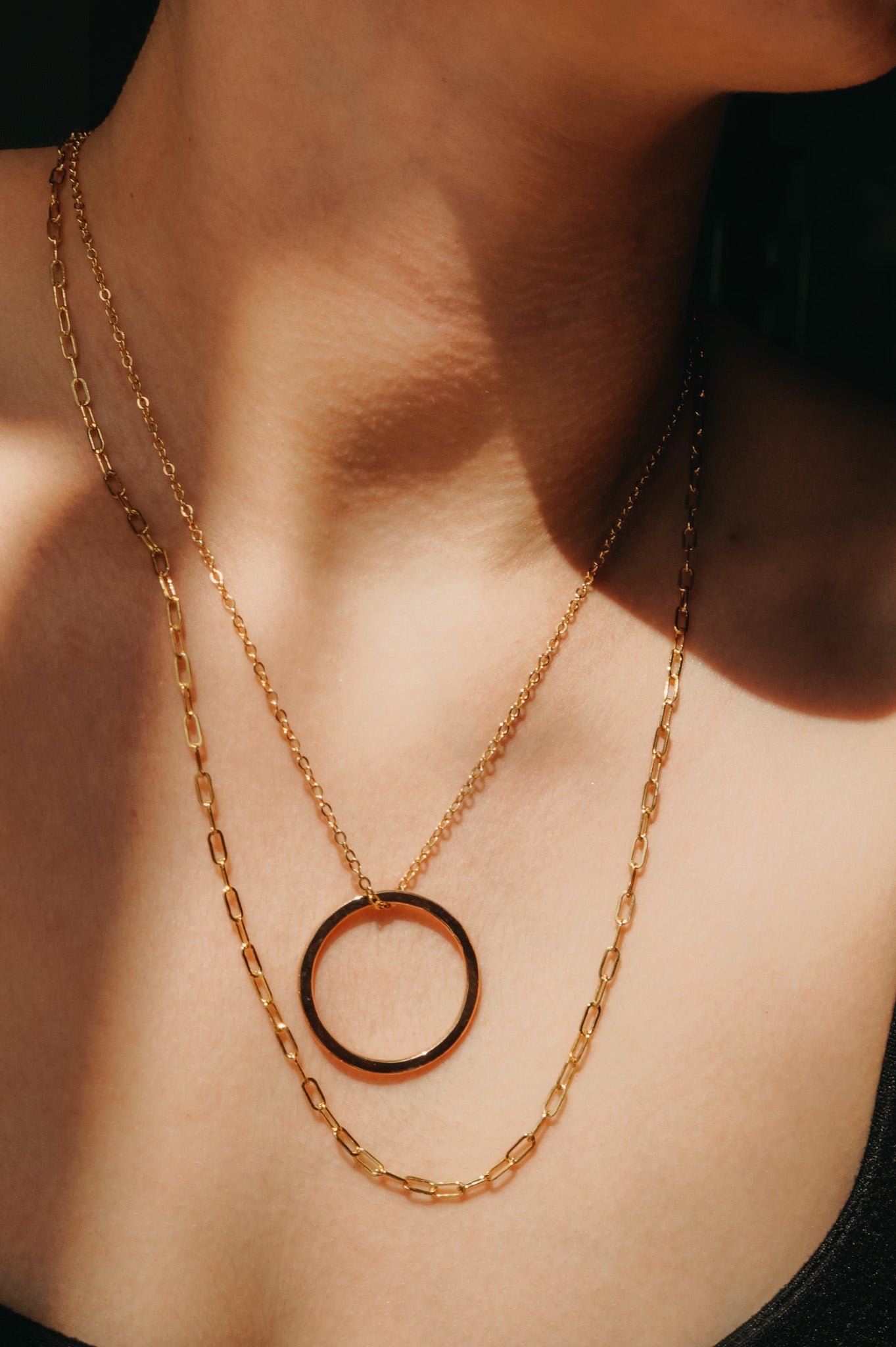 Long Rectangle + Circle Layering Set in Gold Fill, Rose Gold Fill or Sterling Silver