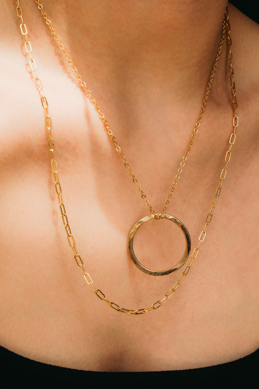 Long Rectangle + Circle Layering Set in Gold Fill, Rose Gold Fill or Sterling Silver