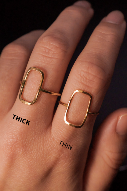 Rectangle Ring, Solid 14K Gold