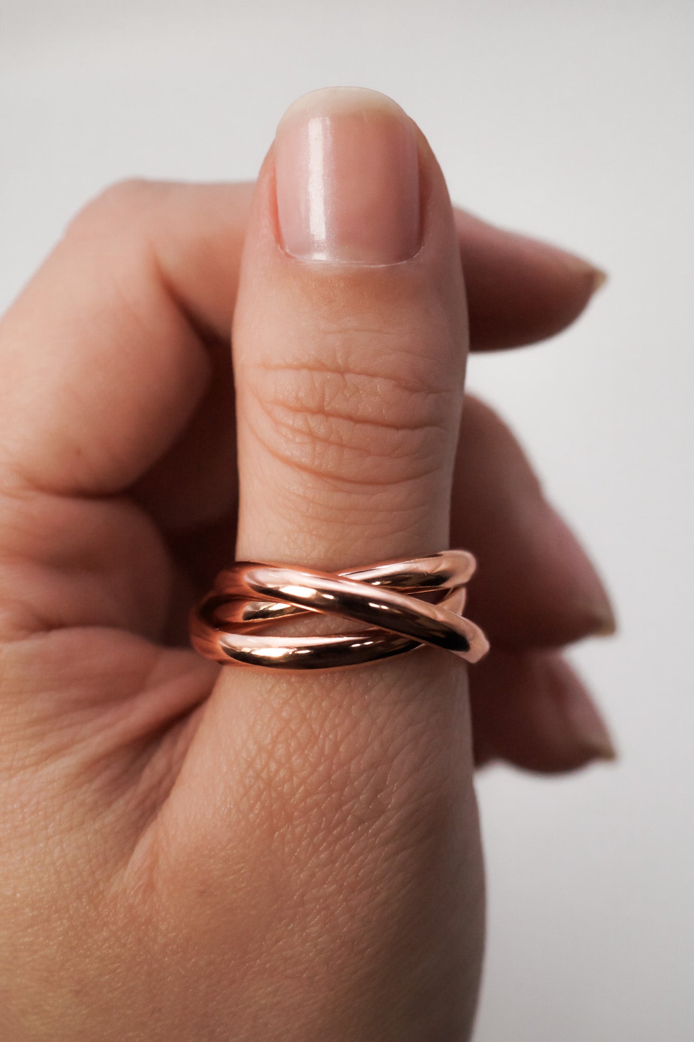 Chunky Interlocking Ring, 14K Rose Gold Fill