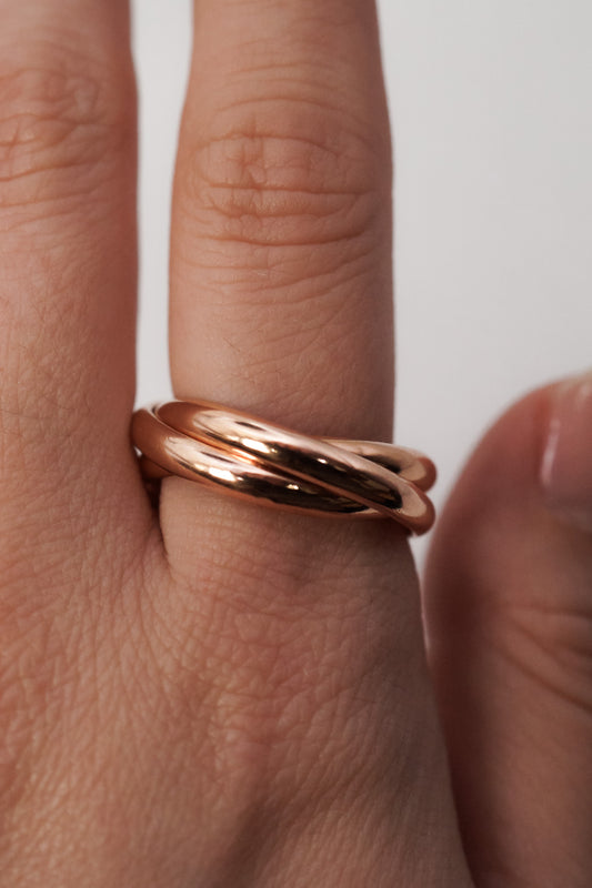 Chunky Interlocking Ring, 14K Solid Rose Gold