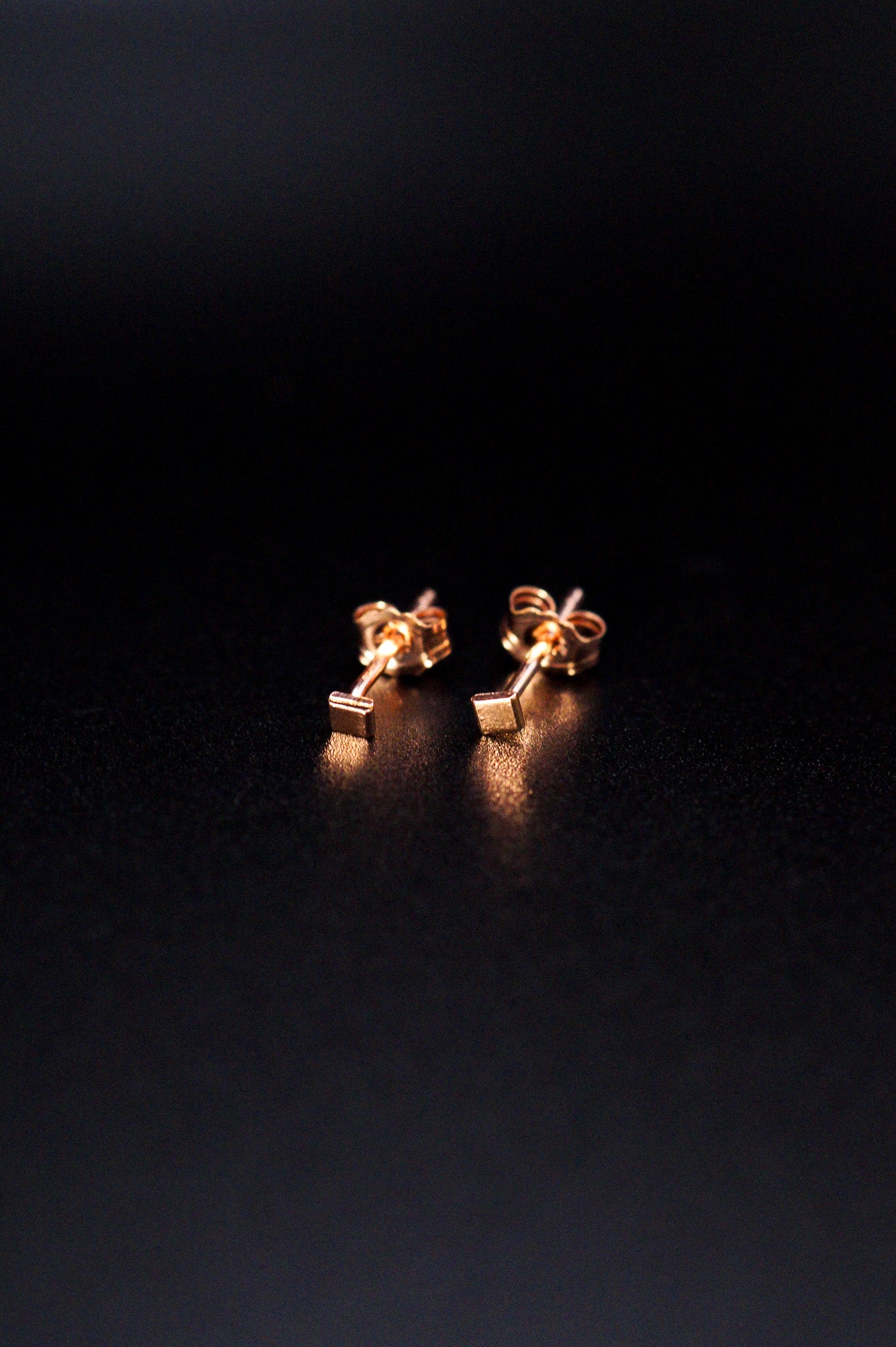 Square Mirror Stud Earrings, Gold Fill, Rose Gold Fill, or Sterling Silver