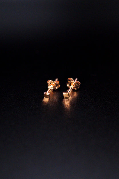 Square Mirror Stud Earrings, Gold Fill, Rose Gold Fill, or Sterling Silver