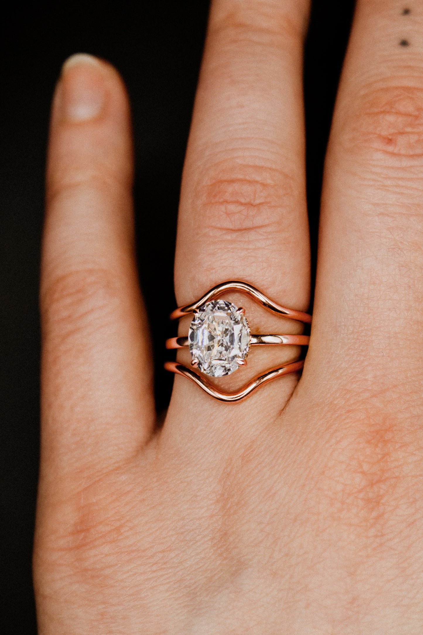 Teardrop Set of 2 Stacking Rings in Gold, Rose Gold or Silver