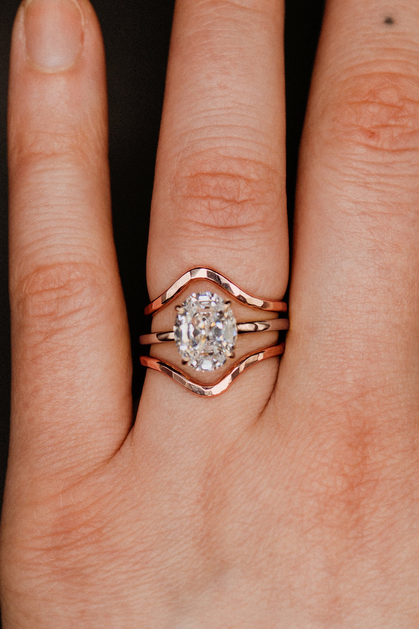 Teardrop Set of 2 Stacking Rings in Gold, Rose Gold or Silver