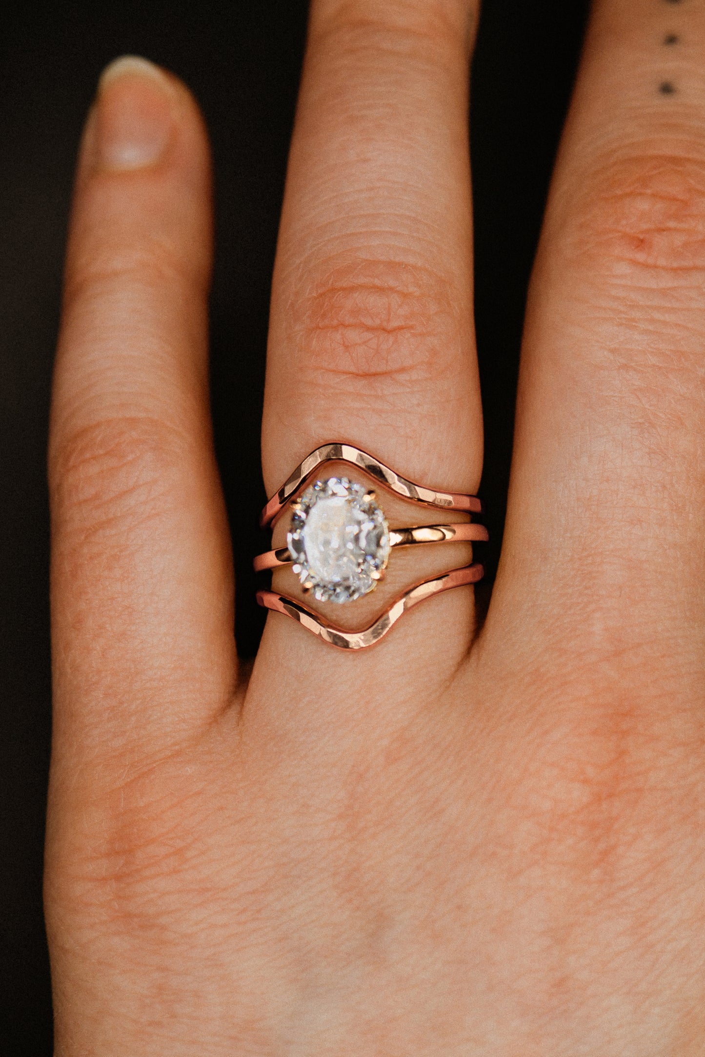 Teardrop Set of 2 Stacking Rings in Gold, Rose Gold or Silver