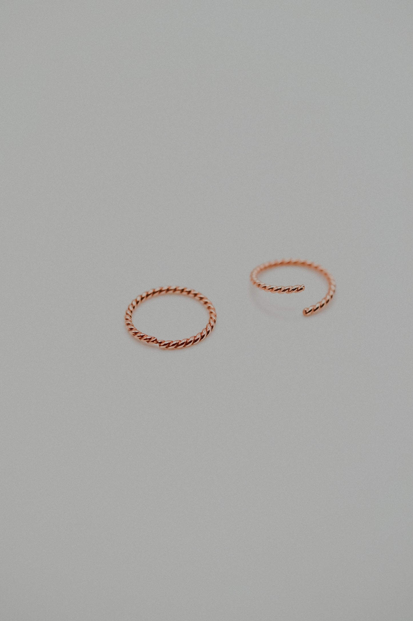 Twist Huggie Hoop Earring in Solid 14K Rose Gold