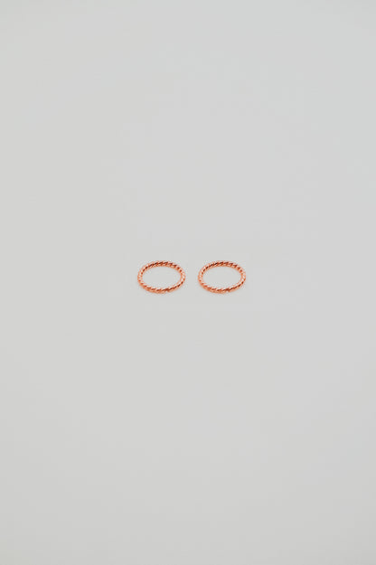 Twist Huggie Hoop Earring in Solid 14K Rose Gold