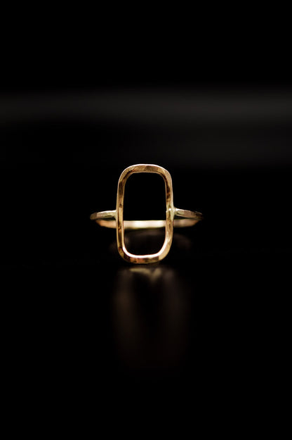 Rectangle Ring, Solid 14K Gold