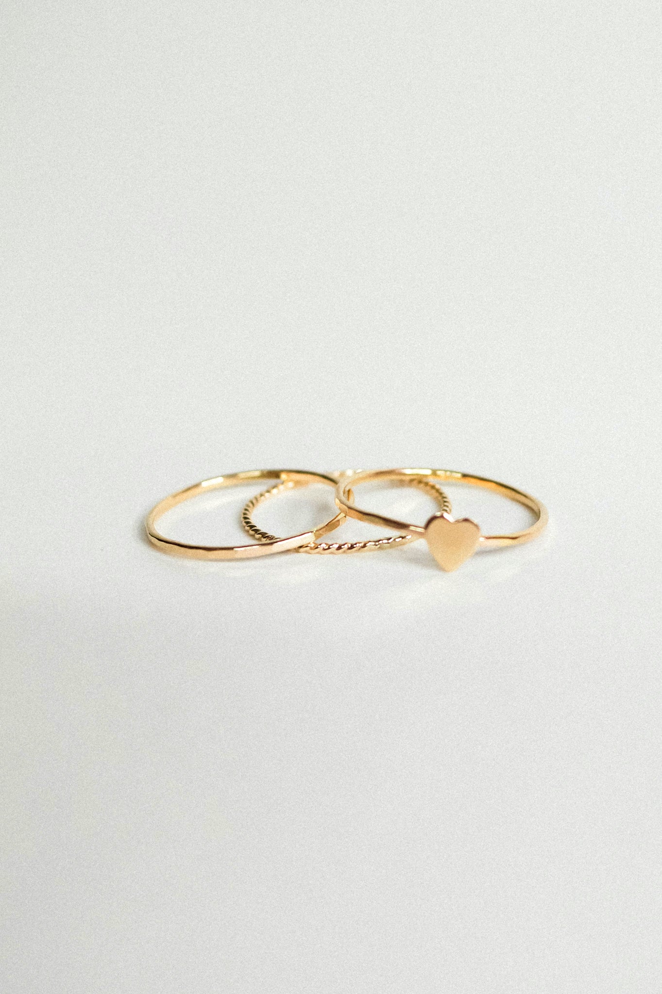 Heart Set of 3 Stacking Rings, 14K Gold Fill