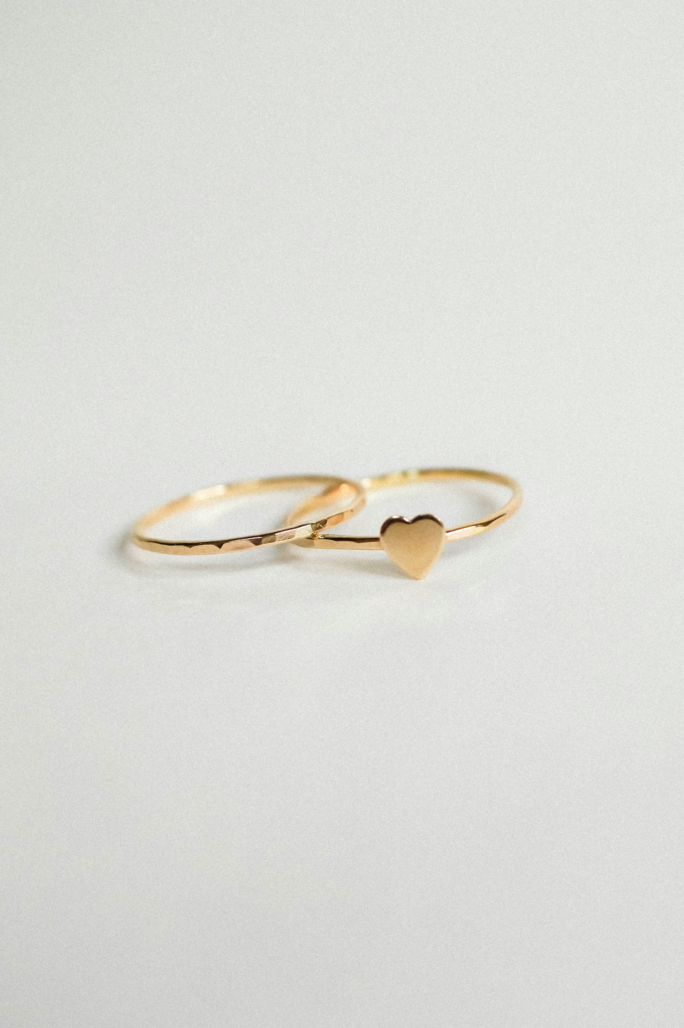 Heart Set of 2 Stacking Rings, 14K Gold Fill