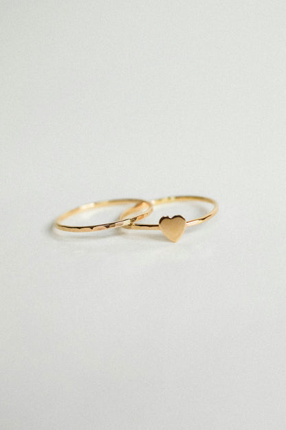 Heart Set of 2 Stacking Rings, 14K Gold Fill