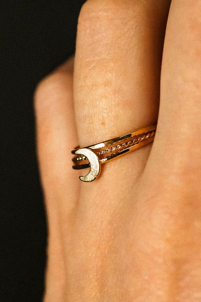 Moon Set of 3 Stacking Rings, 14K Gold Fill