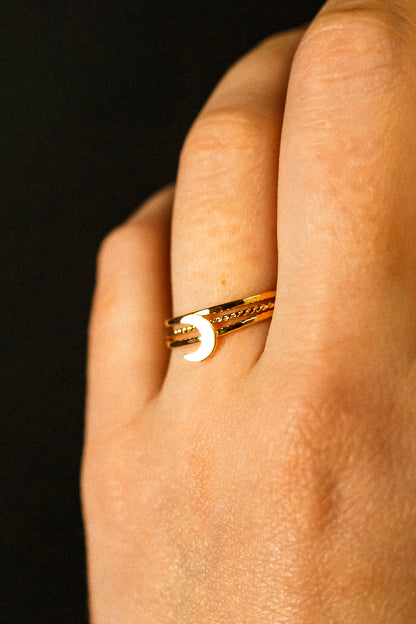 Moon Set of 3 Stacking Rings, 14K Gold Fill