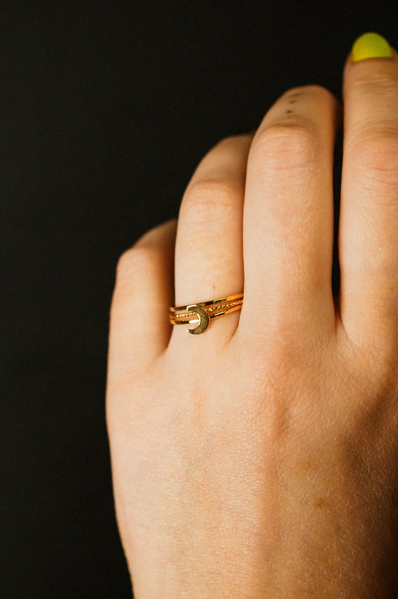 Moon Set of 3 Stacking Rings, 14K Gold Fill