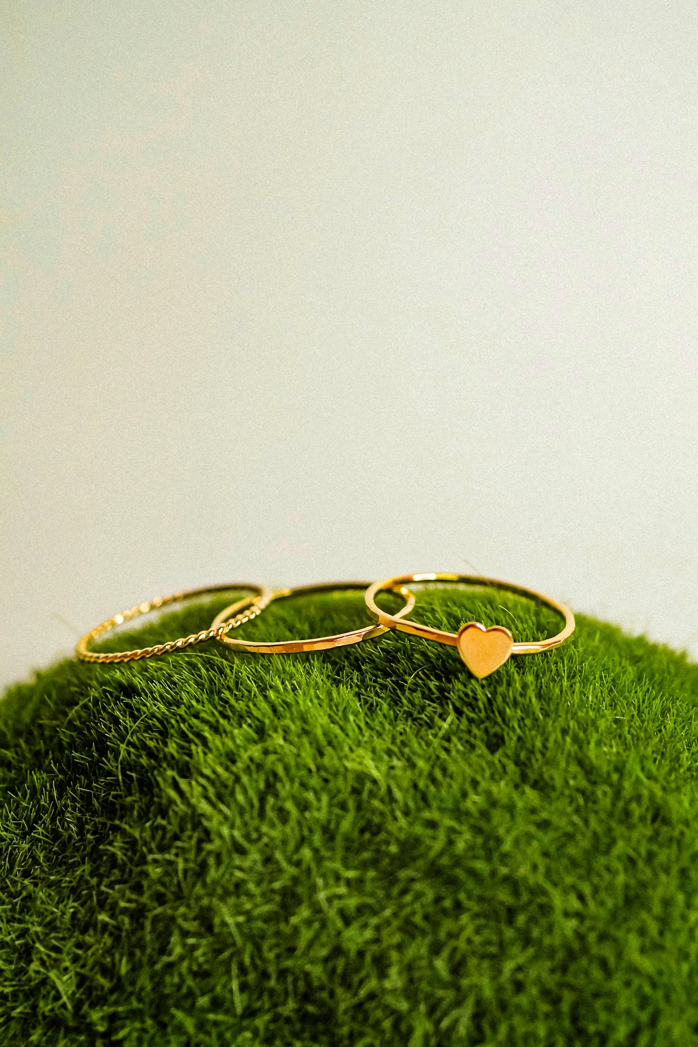 Heart Set of 3 Stacking Rings, 14K Gold Fill