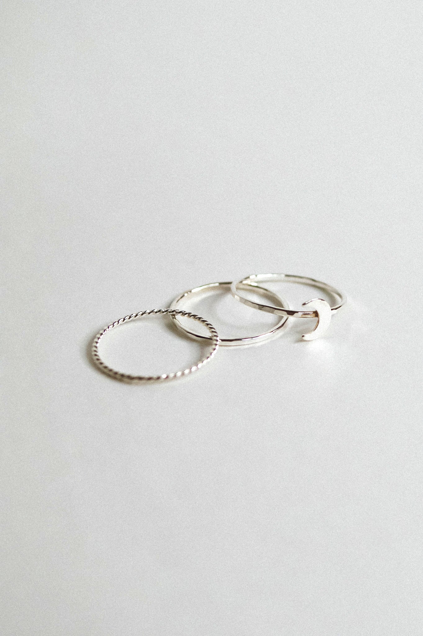 Moon Set of 3 Stacking Rings, Sterling Silver