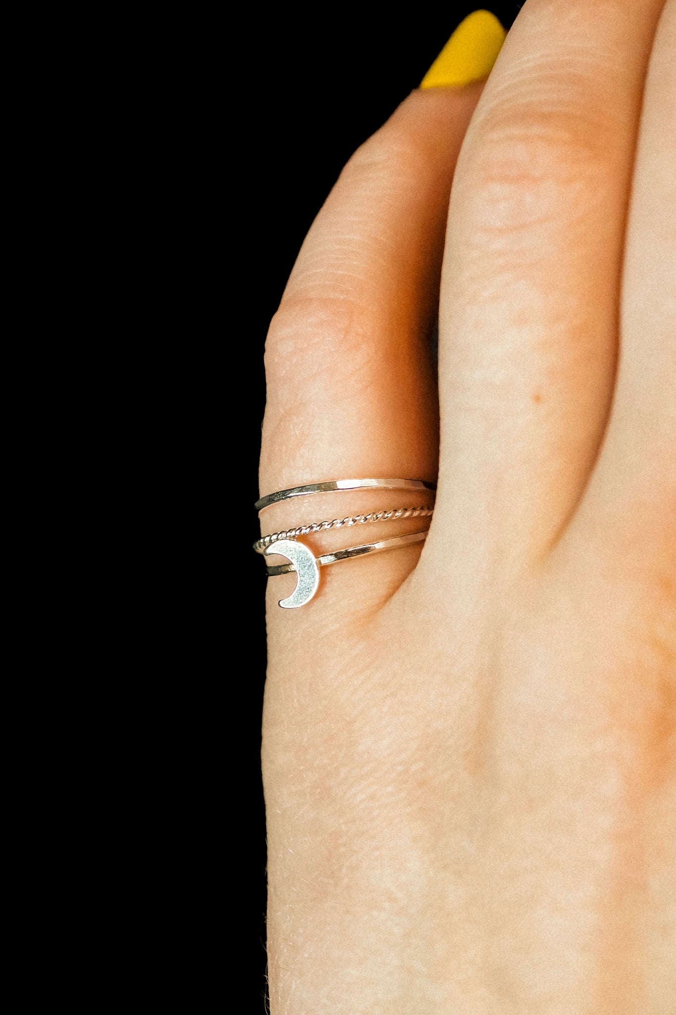 Moon Set of 3 Stacking Rings, Sterling Silver