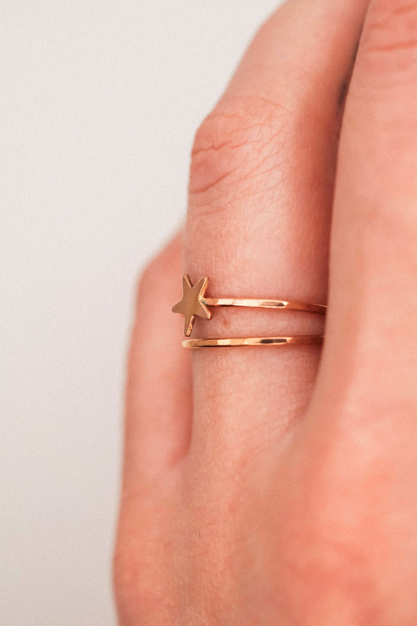 Star Set of 2 Stacking Rings, 14K Rose Gold Fill