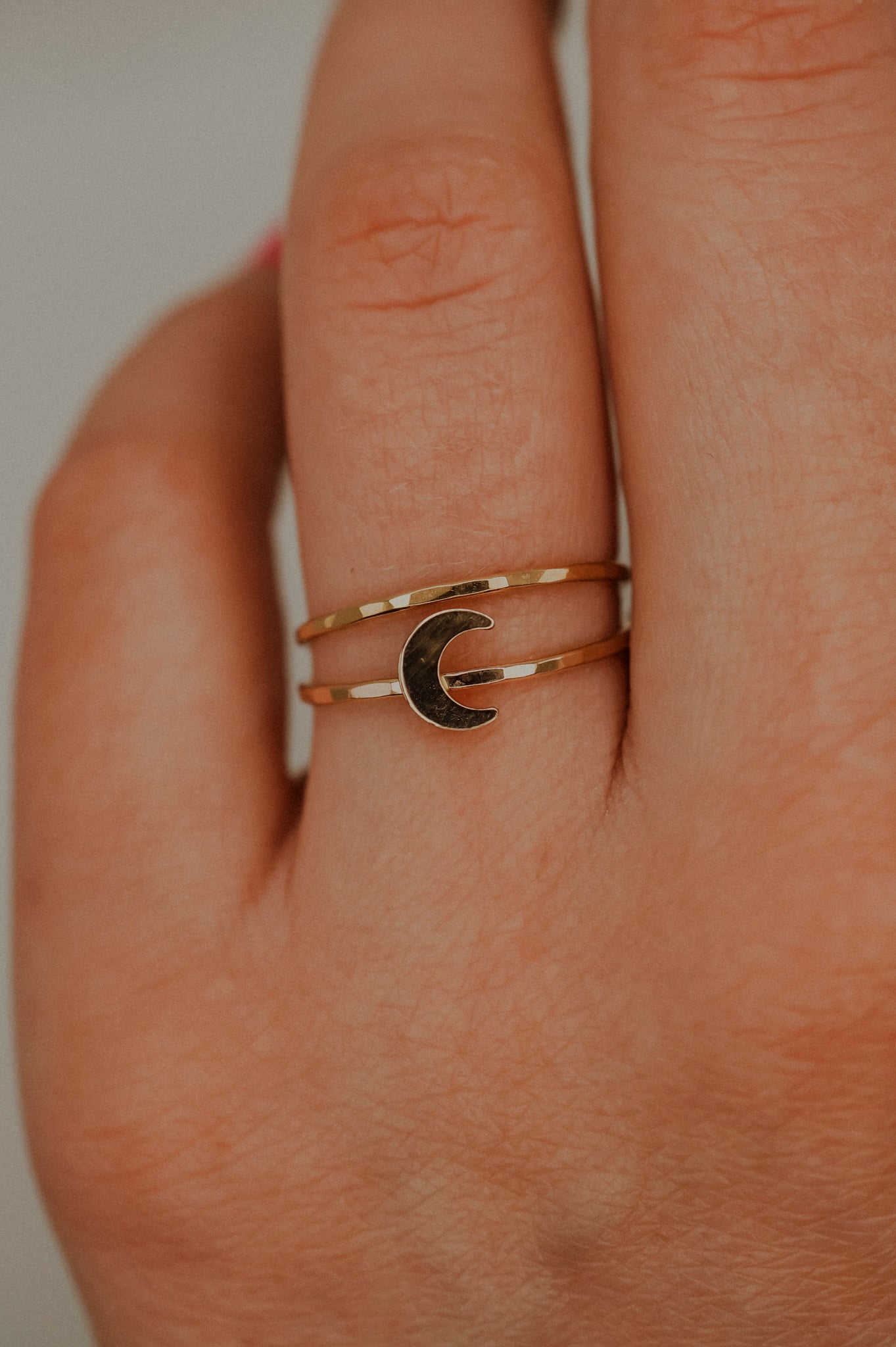 Moon Set of 2 Stacking Rings, 14K Gold Fill