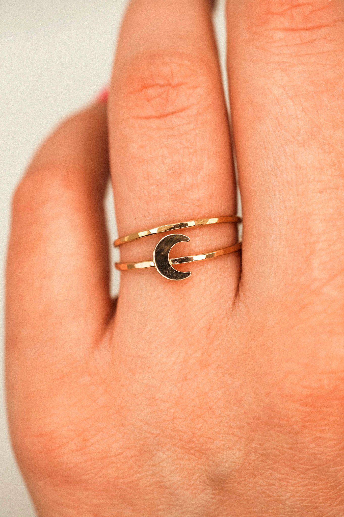 Moon Set of 2 Stacking Rings, 14K Gold Fill