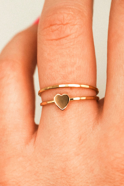 Heart Set of 2 Stacking Rings, 14K Gold Fill