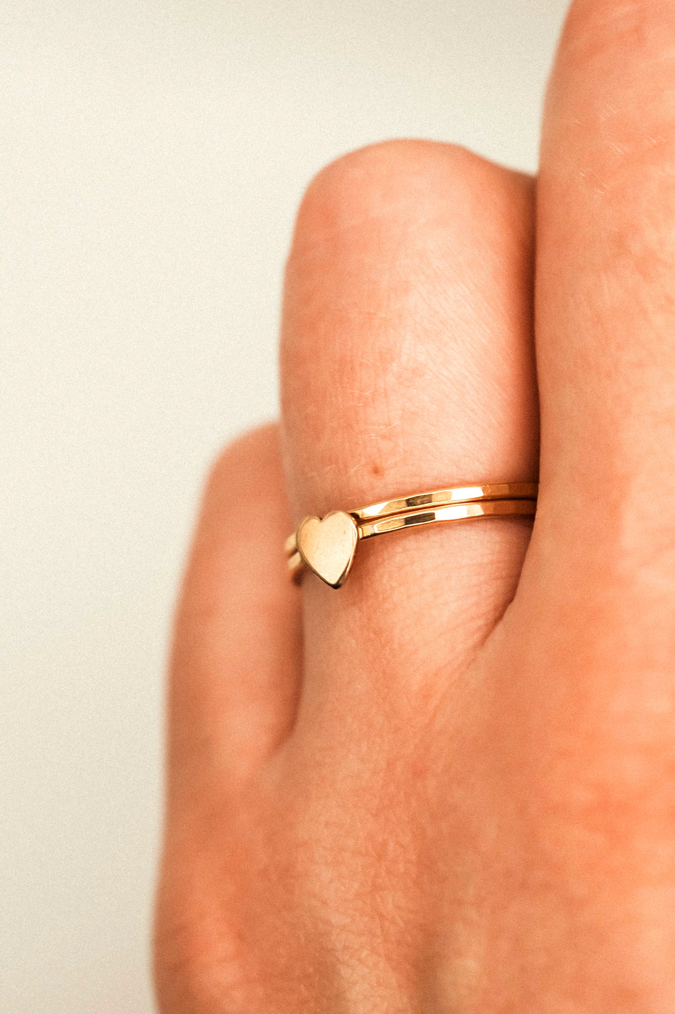 Heart Set of 2 Stacking Rings, 14K Gold Fill