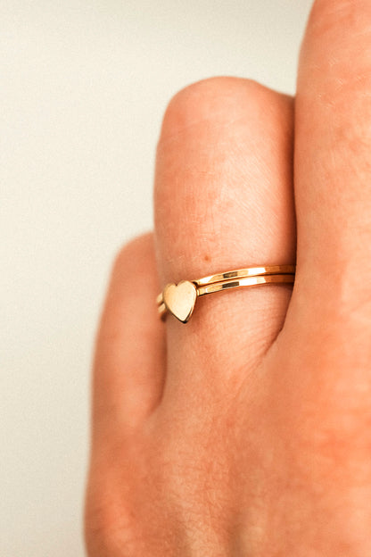 Heart Set of 2 Stacking Rings, 14K Gold Fill
